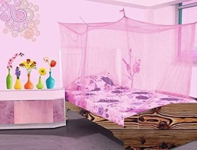 DMR Polyester Adults Washable Mosquito net for single queen Size | dubble bed machardani adult(6x6.5ft Pink) Mosquito Net(Pink, Ceiling Hung)