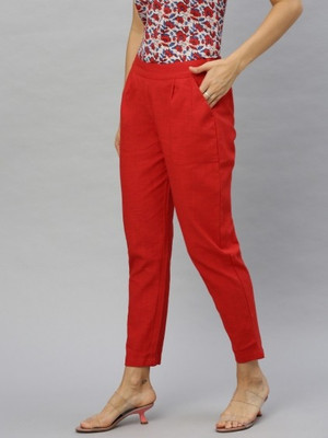HIRDAY CREATION Regular Fit Women Red Trousers