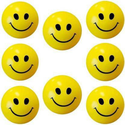 Sheenuu Happy Smiling Funny Adorable Face Stress Reliever Squeeze Ball - 5 cm Foam Ball(Standard, Pack of 8)