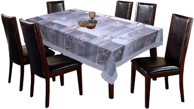 DPA Collection Checkered 6 Seater Table Cover(Grey, PVC)