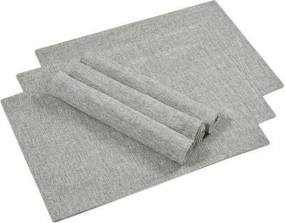 Casanest Rectangular Pack of 6 Table Placemat(Silver, Jute)