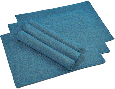Casanest Rectangular Pack of 6 Table Placemat(Blue, Jute)