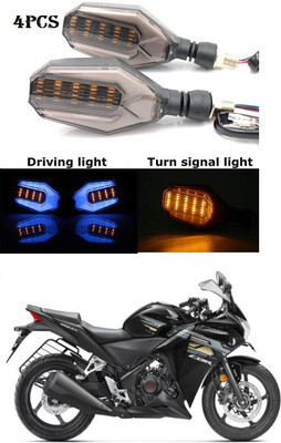 PRTEK Front, Rear LED Indicator Light for Honda CBR 250R(Blue, Yellow)