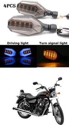 PRTEK Front, Rear LED Indicator Light for Royal Enfield Thunder Bird 350(Blue, Yellow)