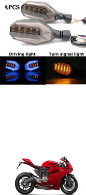 PRTEK Front, Rear LED Indicator Light for Royal Enfield 500(Blue, Yellow)