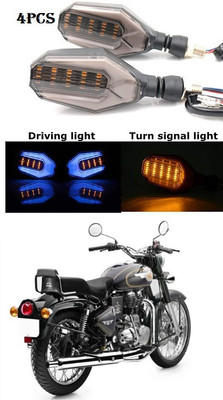 PRTEK Front, Rear LED Indicator Light for Royal Enfield 500(Blue, Yellow)