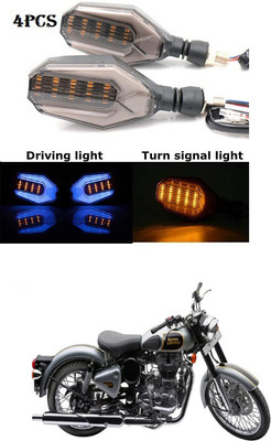 PRTEK Front, Rear LED Indicator Light for Royal Enfield Classic 500(Blue, Yellow)