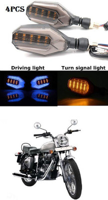 PRTEK Front, Rear LED Indicator Light for Royal Enfield 500(Blue, Yellow)