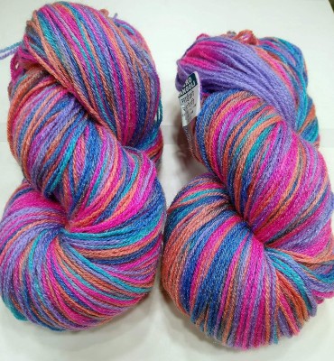 JEFFY Oswal Knitting Yarn Wool Multi Blue Pink Light Orange Woolen Crochet Yarn Thread. Wool Yarn for Knitting. Woolen Thread. (300gm)