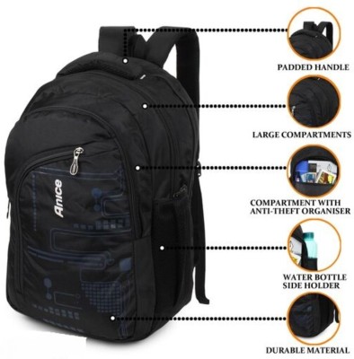 anice LAPTOPBAG SCHOOLBAG TRAVELBAGS Waterproof Backpack(Black, 23 L)