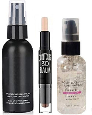 ADJD Foundation Illuminate Primer Base, 2 In 1 Highlighter And Contour Stick Balm & Makeup Fixer(3 Items in the set)