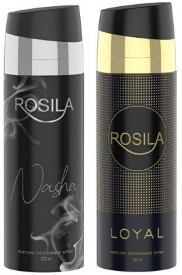 Rosila Nasha & Loyal Unisex Deodorant Body Spray || Super Saver Pack Of 2 || 200ml*2 Deodorant Spray  -  For Men & Women(400 ml, Pack of 2)