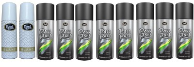 MONET 8 PASSPORT BLACK , 2 BLANC DEODORANT,40 ML EACH,PACK OF 10 Deodorant Spray  -  For Men & Women(400 ml, Pack of 10)