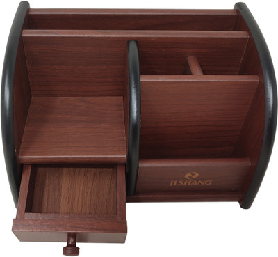 DESI KARIGAR 6 Compartments Wooden Mobile Stand(Brown)