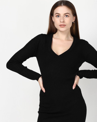 Brave Soul Women Bodycon Black Midi/Calf Length Dress