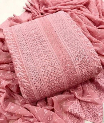 MYRAADESIGNER Georgette Embroidered Salwar Suit Material