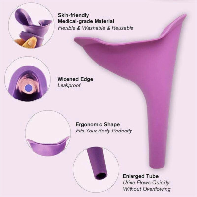 VOXXIL XI™-140-KI-Portable Female Women Urinal Camping Travel Toilet Device Reusable Female Urination Device(Era Purple, Pack of 1)
