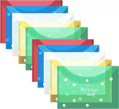 Peeplvalue My Clear bag File folder pack of 10(Set Of 10, Multicolor)