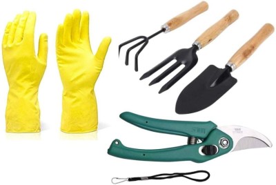 Tapixaa Reusable Rubber Gloves, Flower Cutter/Scissor & Garden Tool Garden Tool Kit(6 Tools)