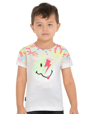 GINI & JONY Baby Boys Printed Cotton Blend Regular T Shirt(White, Pack of 1)