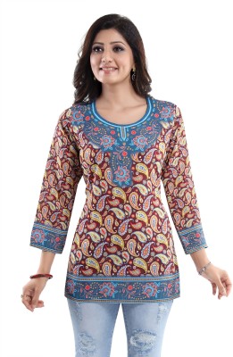 Meher Impex Casual Printed Women Brown, Blue Top