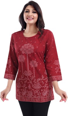 Meher Impex Casual Printed Women White, Maroon Top