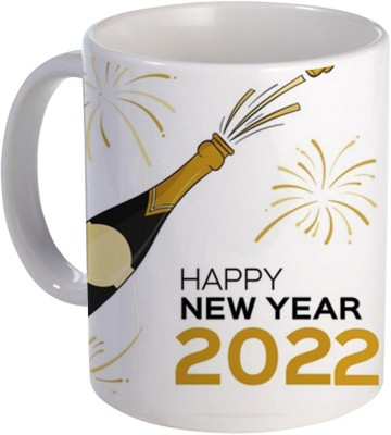 COLOR YARD best Happy New Year gift design with hand-drawn-new-year-bottle-champagne on Ceramic Coffee Mug(320 ml)