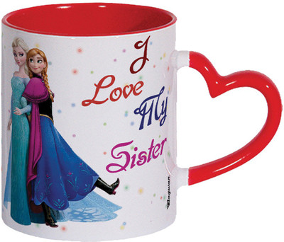 Wagwan I Love My Sister Happy Birthday Gift for Sister, Gifts for Sister Rakhi Gift Red Heart 20MG488 Ceramic Coffee Mug(350 ml)