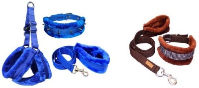 SAWAY Sway Export Quality Dog Blue And Brown Furr Spyke, Dimond Set Small Dog Head Collar(Small, BLUE)