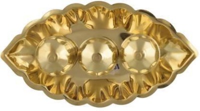 Bekner Chandan Roli/Tika Chopda Set/Chawal Akshat Haldi Dibbi/Kumkum Holder Box with Lid Brass Brass(Gold)