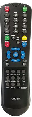 LipiWorld URC-26 Universal VT2-02 VP1-01 VEK2CCE VSR-100A VSR-100B VSR-100C VSR100 VEM-4429 VT-2004M VT-2004L VT-204K VSR-200A VSR-200C Compatible for  TV VIDEOCON Remote Controller(Black)