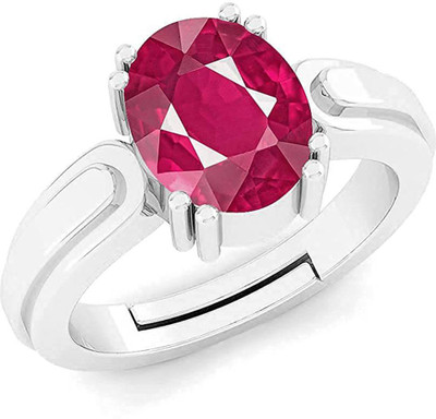 SIDHGEMS SIDHGEMS 7.25 Ratti 6.00 Carat Natural Ruby Stone Manik Ring Brass Ruby Silver Plated Ring