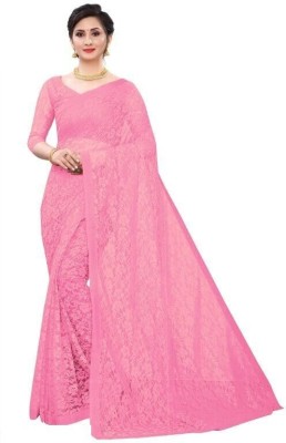 LEOSAGI Self Design Bollywood Net Saree(Pink)