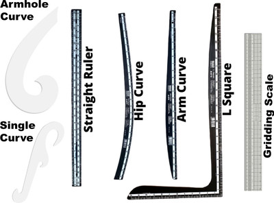 Upyukat Khyati Fashion Designing Scale Set/Fashion Designing Tools/Fashion Designing Kit/Tailoring Kit/Fashion Designing Tailoring Scales-Set of 4 Scales, 1 Gridding Scale, 1 Armhole Curve, 1 Single Curve Sewing Kit