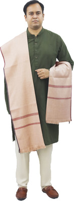 KAVIM Wool Self Design Men Shawl(Beige)
