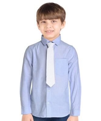 Pantaloons Junior Boys Solid Casual Blue Shirt