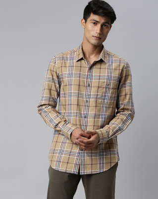 RARE RABBIT Men Checkered Casual Beige Shirt