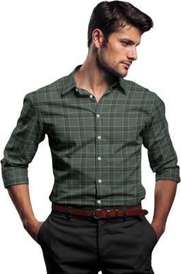 WESTDALE Men Checkered Casual Dark Green Shirt