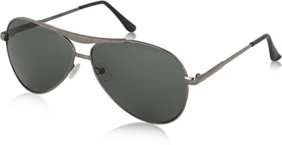 Alchiko Aviator, Round Sunglasses(For Men & Women, Black)