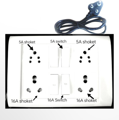 Havvls modular cona extension board power shoket 16 Amp Electric Extension Board for Heavy Duty with Individual Switches 4  Socket Extension Boards(White, 2 m)