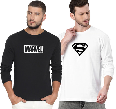Organic Chics Graphic Print Men Round Neck White, Black T-Shirt