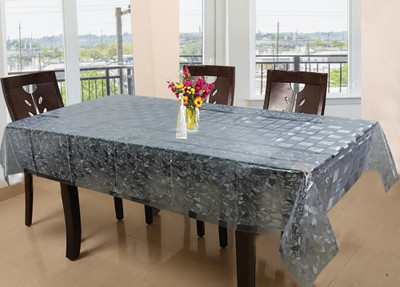 KUBER INDUSTRIES Self Design 6 Seater Table Cover(White, PVC (Polyvinyl Chloride))