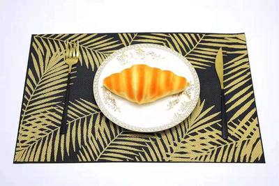 Gney Rectangular Pack of 8 Table Placemat(Black, Polyester, PVC)