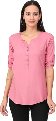 Kolor Smoothies Casual Solid Women Pink Top