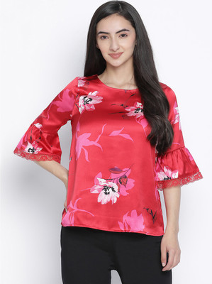 OXOLLOXO Casual Floral Print Women Pink Top