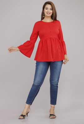 RF CLOTHES Party Solid Women Red Top