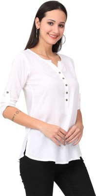 Kolor Smoothies Casual Solid Women White Top