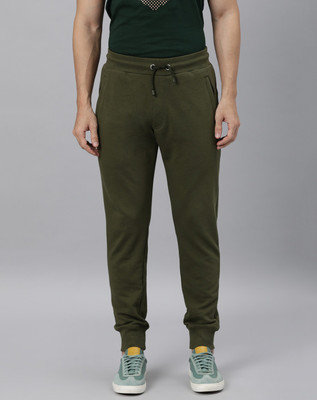 Rare Rabbit Solid Men Olive Track Pants