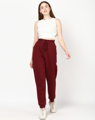 Brave Soul Solid Women Maroon Track Pants