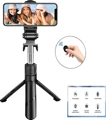 PHAGQU TOP SELLING PROFESSIONAL HANDHELD TRIPOD SELFIE STICK 3IN1 BLUETOOTH EXTENDABLE SELFIE STICK MINI TRIPOD MULTI-FUNCTION WIRELESS BLUETOOTH XT-02 SELFIE STICK WITH REMOTE SHUTTER 360 ROTATE EXTENDABLE FOLDABLE MINI TRIPOD STAND FOR SMARTPHONES Tripod, Monopod, Tripod Kit(Black, Supports Up to
